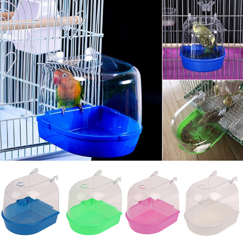 1Pc Plastic Bird Water Bath Box Parrots Parakeet Hanging Birdbath Cage Bathtub Bird Bath Bird Water Bath Tub Pet Bird Bowl
