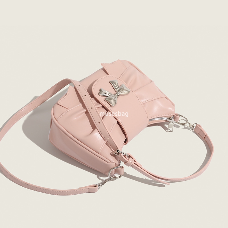 High quality women's bag, bow, underarm bag, summer sweet and stylish pleated single shoulder crossbody bag for women
