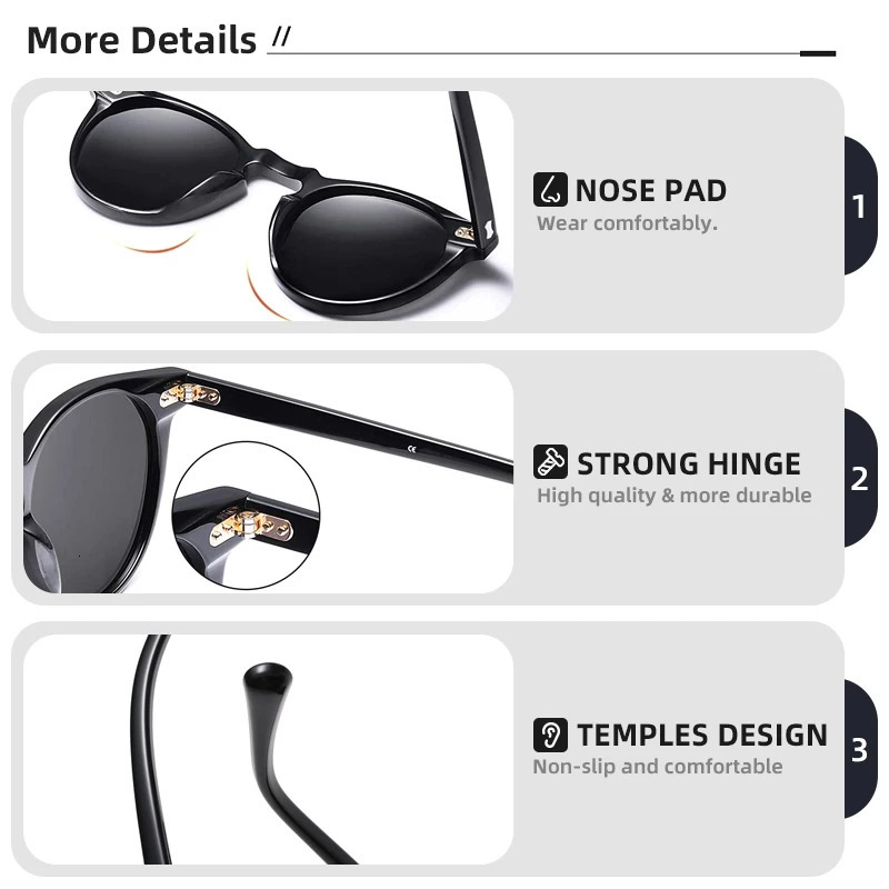 LIOUMO Retro Polarized Sunglasses Men Round Frame Vintage Glasses For Women UV400 Driving Goggles oculos de sol masculino 240428