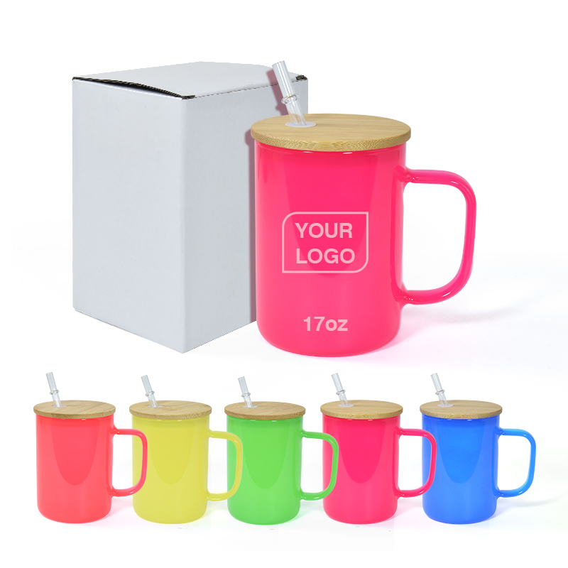 17oz sublimation jelly glass tumblers with bamboo lid glass mason jar cola beer food cans white A27