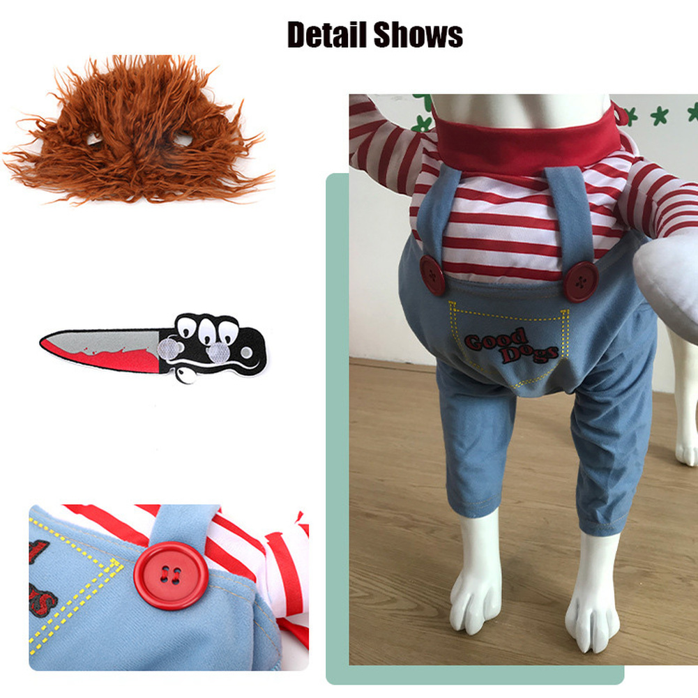 Deadly Doll Dog Clothes Pet Dog Costume Halloween Cosplay Funny Clothes Adjustable Dogs Cosplay Costume Sets Novelty Clothing
