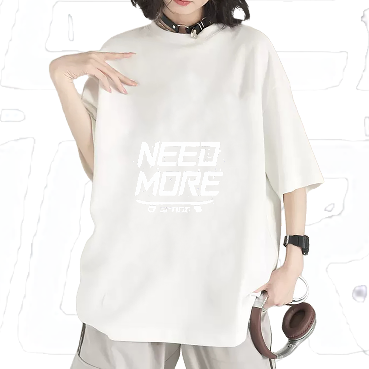 Casual New Womens T Shirts NEED MORE Letters Printing Cotton Breathable Short Sleeve Custom Print Plus Size Tshirts Casual Womens Tshirts