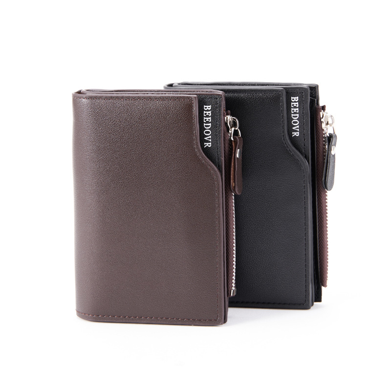 Designer men's high-end and fashionable new short wallet, classic retro multifunctional zipper bag, multiple card slots, ID card bag wholesale ma