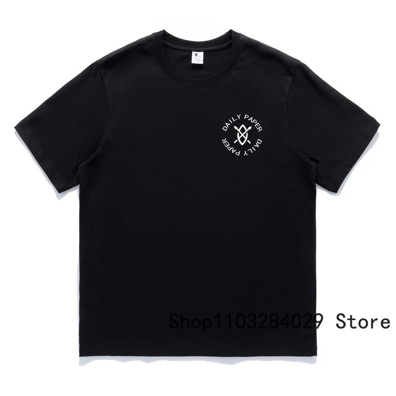 Casual Simple Style DAILY PAPER Tshirt Classic Chest Small Print Roundneck Daily Paper Short Sleeve American Streetwear 240528