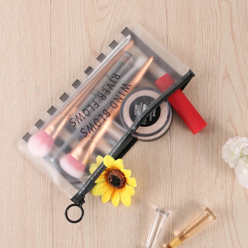 New Bag Brush PC Portable CosmeticTools Pencil Pen Case Clear Make up Pouch Zipper Toiletry Holder Storage Makeup Tool Kit