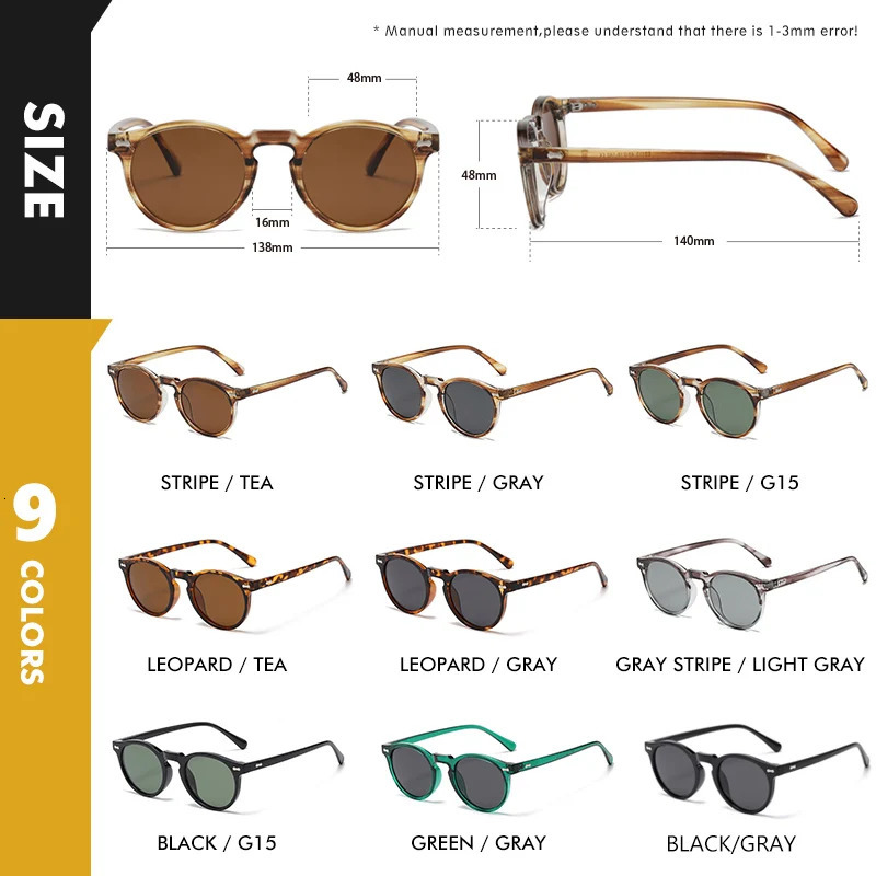 LIOUMO Retro Polarized Sunglasses Men Round Frame Vintage Glasses For Women UV400 Driving Goggles oculos de sol masculino 240428
