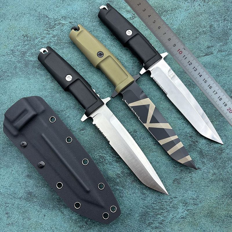 High Quality H5271 Survival Straight Knife A8 Tanto Point Blade Full Tang Handle Outdoor Camping Hiking Tactical Knives with Kydex