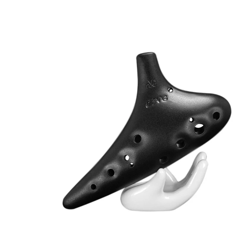 TNG Ocarina 12 Holes Black Pottery Porcelain Professional Alto Soprano C F Musical Instruments handmade Dolomite Ceramics Taiwan