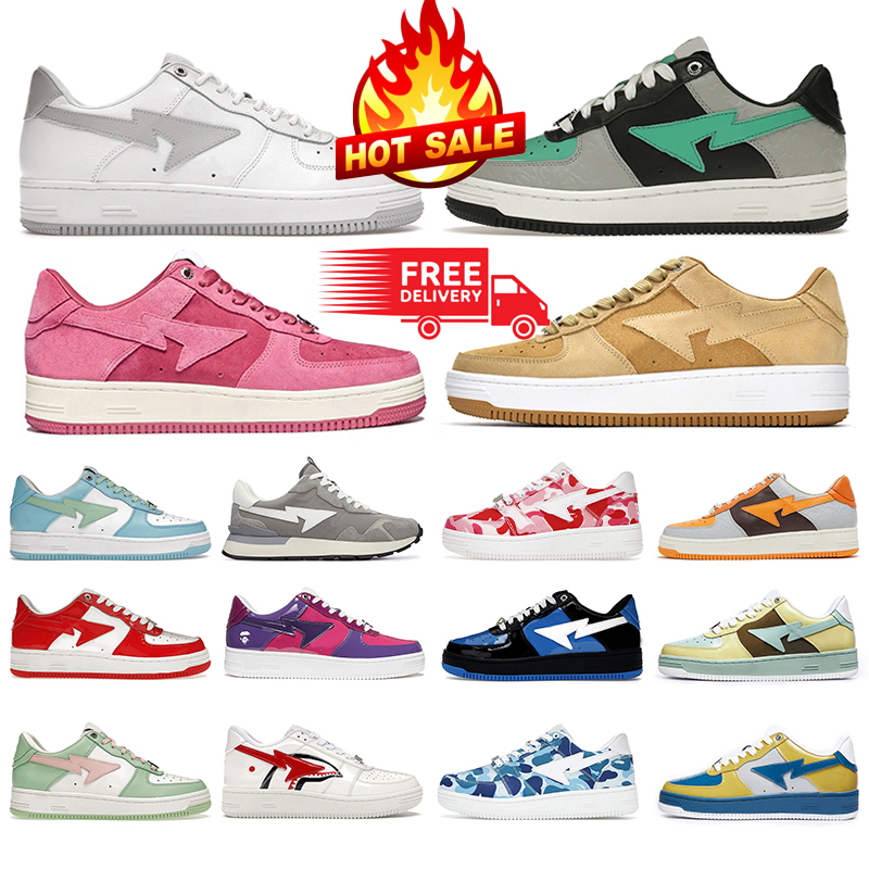 designer men sk8 sta casual shoes A Bathing Low Flat Camo Patent Leather camouflage womens trainers sports sneakers plate-forme skateboarding jogging 47 size