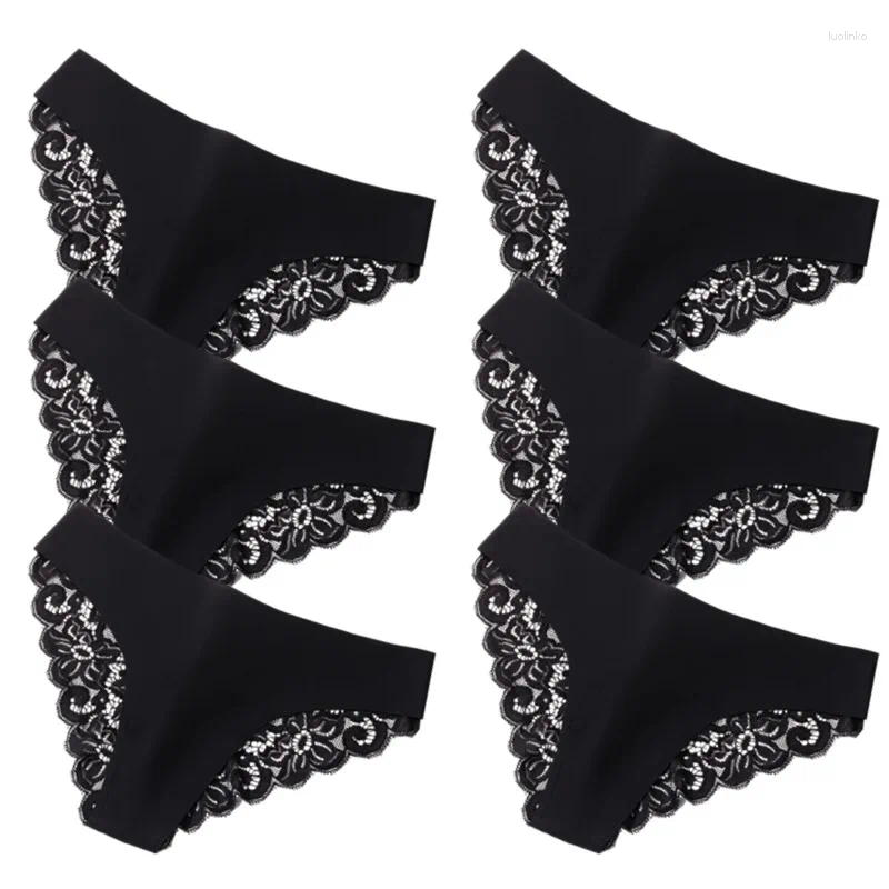 Womens Panties WarmSteps 6Pcs/Set Sexy Lace Ice Silk Seamless Underwear Woman Lingerie Female Underpants 6 Pieces Pack Briefs