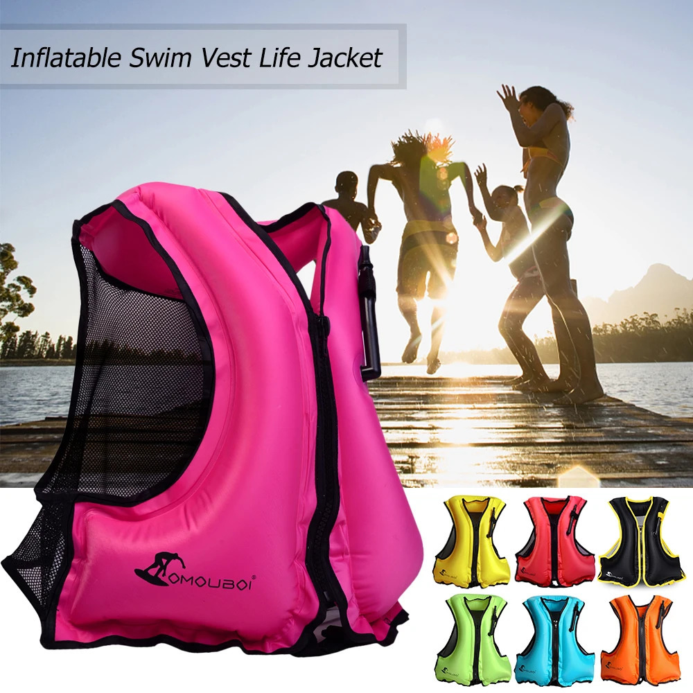 Adult Inflatable Swim Vest Life Jacket for Snorkeling Floating Device Swimming Drifting Surfing Water Sports Life Saving 240528
