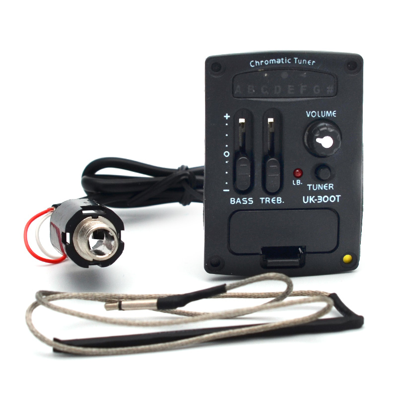UK-300T 2 Band LED Ukulele EQ Equalizer with Chromatic Tuner Pickup Piezo Ukulele Pickup Preamp