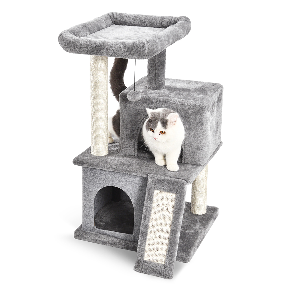 Fast Delivery Luxury Pet Cat Tree House Condos Cat Tree Tower with Ladder Sisal Scratching Posts for Cats Kitten Furniture House