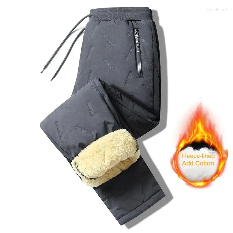 Winter Sweatpants For Men - Fleece Thermal Trousers, Plush Thick Lambswool, Casual & Windproof, Collection, 8828