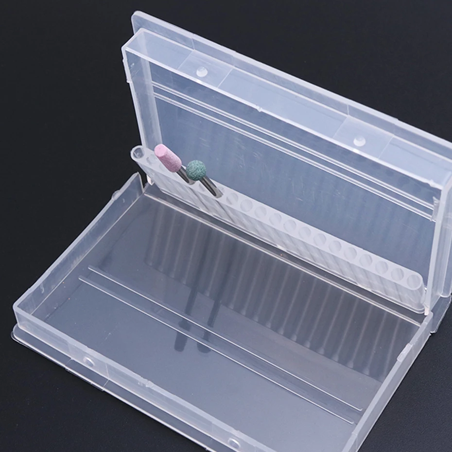 STZ 1pcs Empty Nail Drill Bits Storage Box Stand Display Container Holder Case for Milling Cutter Manicure Tool Accessories #994