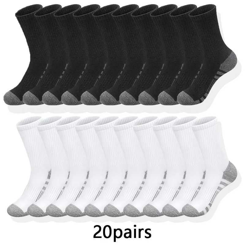 Men's Socks 10/20/30 Paired Mens Classic Crew Socks Unisex Sports Socks Mens Running Basketball Anti slip Socks Outdoor All Year Round Y240528