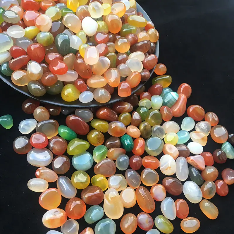 Natural Mixed Agate Stone Tumbled Stones Rainbow Crystal for Church Prayers Succulents Bedding Vase Filler Landscape Home Decor