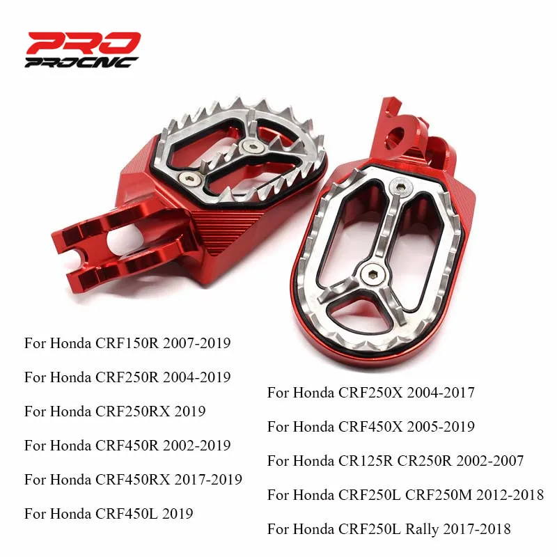 CNC Dirt Pit Bike Foot Peg Footpeg Pedal For Honda CRF 150R 250R 450R/L 250X 450X CRF250L/M Rally CRF250RX CRF450RX CR 125R