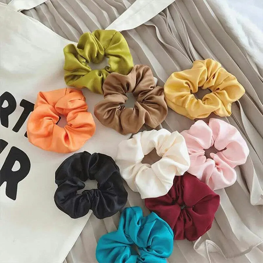 hot sale New French Satin Gauze Hair Bands Solid Color Gut Ponytail Marble Head Leather Hair Bands Hair Accessories