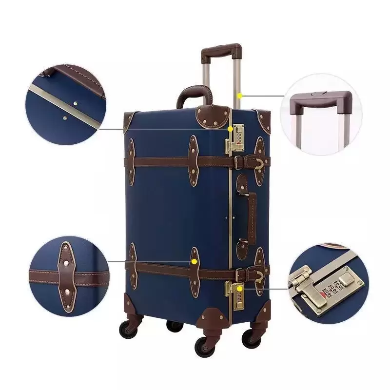 toolsbox Suitcases Retro Handmade Rolling Luggage 2PCS/SET Fashion Travel Trolley Suitcase On Wheels Men Women Personality Bag
