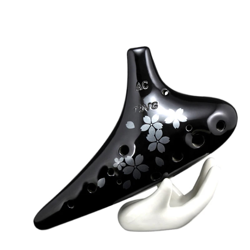 TNG Ocarina 12 Holes Black Pottery Porcelain Professional Alto Soprano C F Musical Instruments handmade Dolomite Ceramics Taiwan