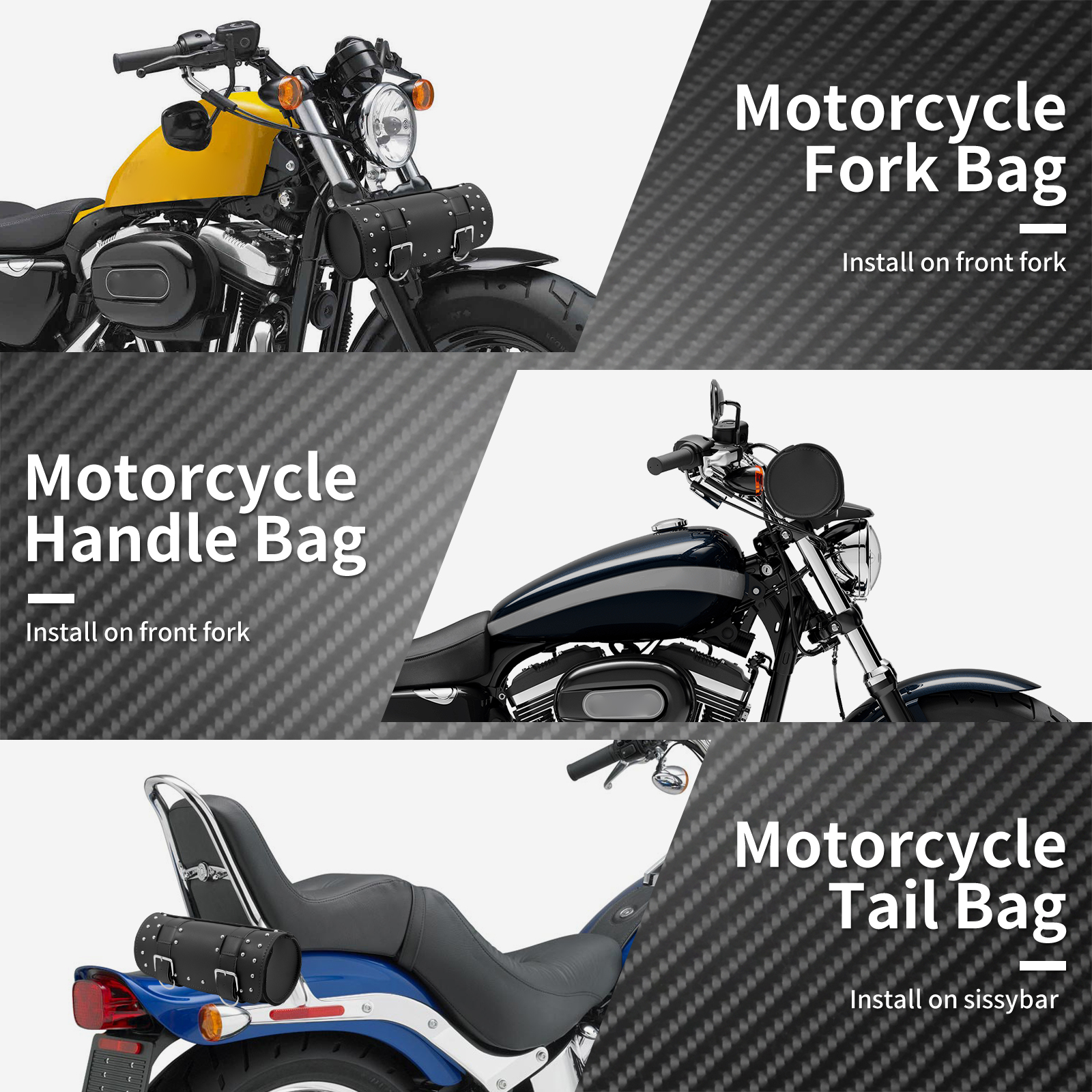 Motorcycle Fork Tool Bags Storage PU Leather Travel Pouch Front Luggage Bag Universal For Harley Sportster Touring Softail Dyna
