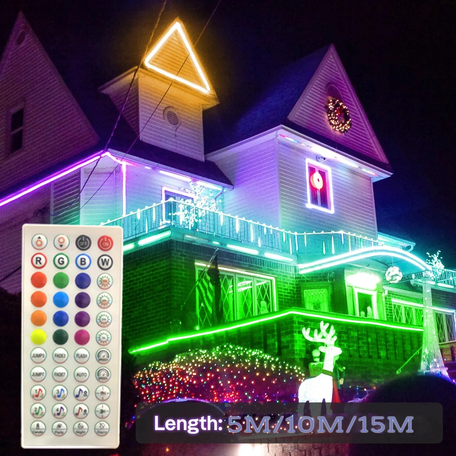 LED Neon Light Strip RGB Strip Flexible Bluetooth Waterproof Silicone Lights 108leds App+48 Key Remote Control TV Backlight For Room Garden Party