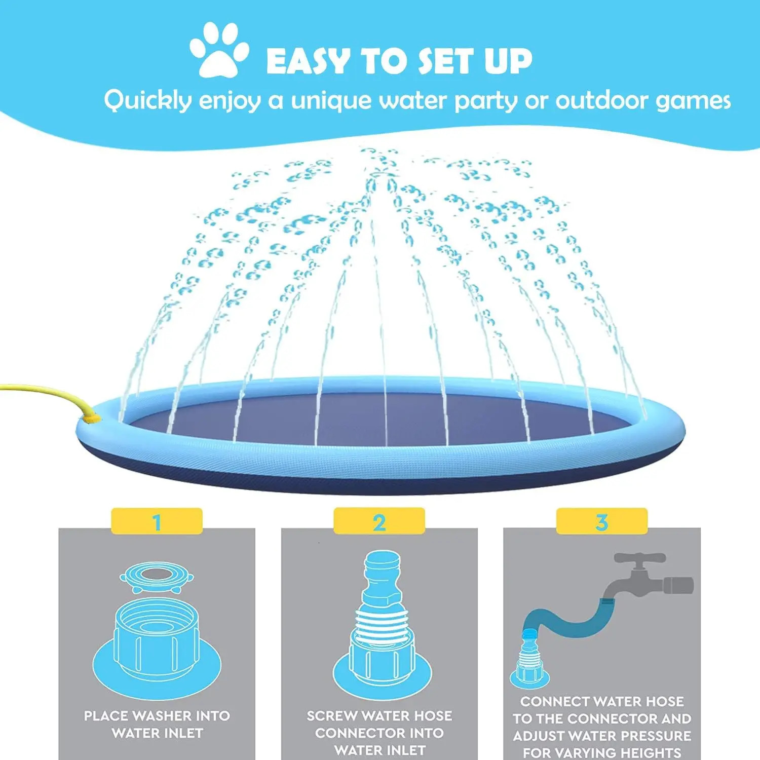 100/150/170cm summer pet swimming pool inflatable water slide mat outdoor interactive fountain toy 240507