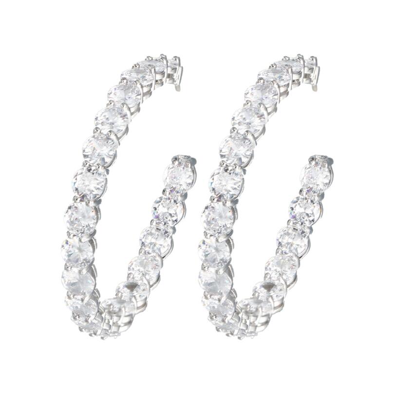 S925 Sterling Silver Large Circle Stud Earrings Luxury Jewelry Tennis Round Cut White Topaz CZ Diamond 18K Gold Women's Fashion Earrings For Love