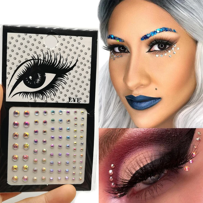 Colors Rhinestone Eyes Face Sticker Glitter Eyeshadow Eyeliner Jewelry Makeup Dia Crystal Temporary Tattoo Stickers hadow s