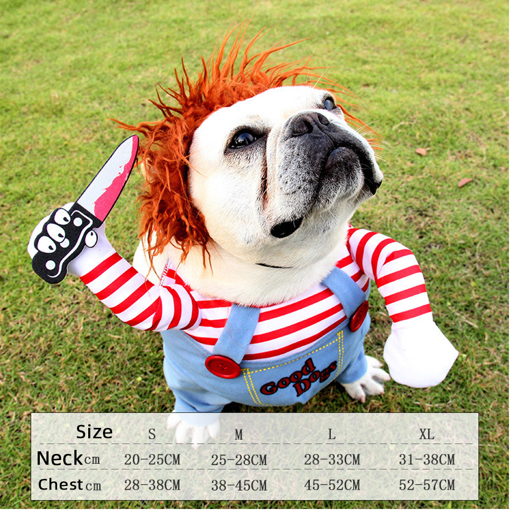 Deadly Doll Dog Clothes Pet Dog Costume Halloween Cosplay Funny Clothes Adjustable Dogs Cosplay Costume Sets Novelty Clothing