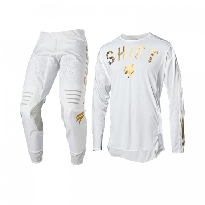 Adult Motorcycle Dirt Bike Suit MX 3LABEL Motocross Gear Set Jersey/Pants Gold Shift Vega LE Endurance Racing Whit3 Jersey Set
