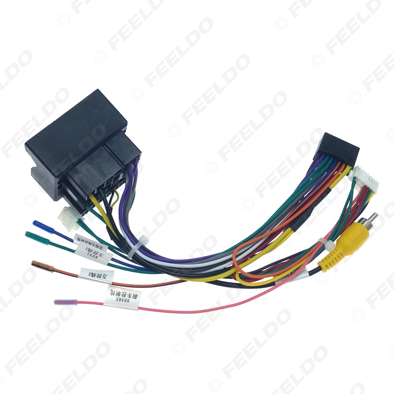 FEELDO Car Audio 16PIN Andriod Player Power Calbe Adapter With Canbus Box For Volkswagen Golf 7 Skoda Stereo Plug Wiring Harness
