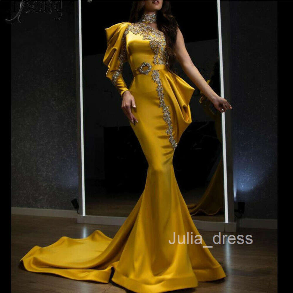 2024 New Evening Dress Womens Dress Sprinkled Gold High Collar Dress Banquet Dress