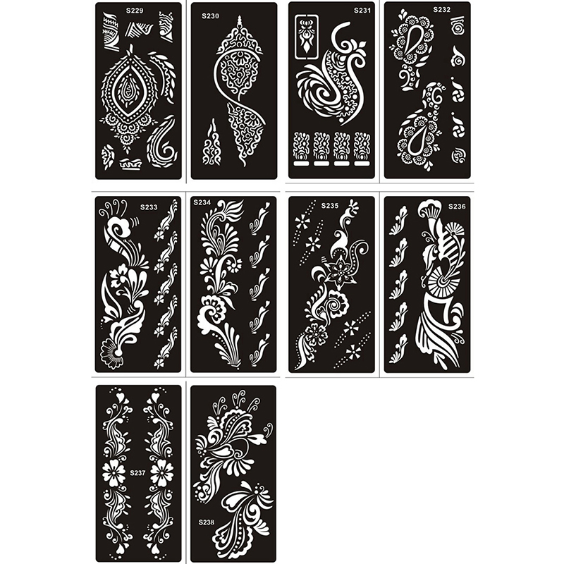 b f Mehndi Styles Body Paint Indian Henna Tattoo Stencils Temporary Glitter Airbrush Templates for Hand Painting ing