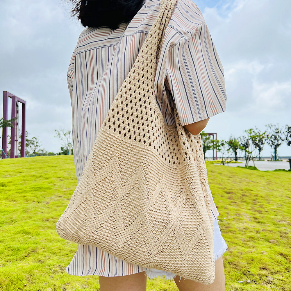 Summer Beach Party Handbags Purses Shopper Sac Satchel Female Vintage Hollowed Out Knitted Beach Bag Women's Shoulder Bag Totes