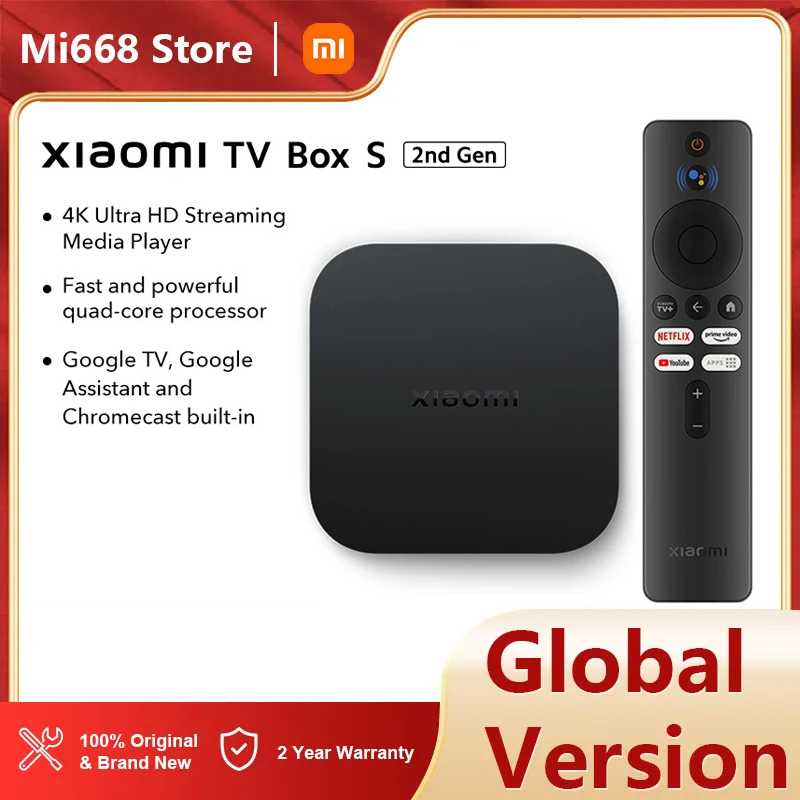 Xiaomi Mi TV Box S 2nd Gen 4K Ultra HD BT5.2 2GB 8GB Google TV Google Assistant Smart TV Box, Dolby Audio (Globla Version)