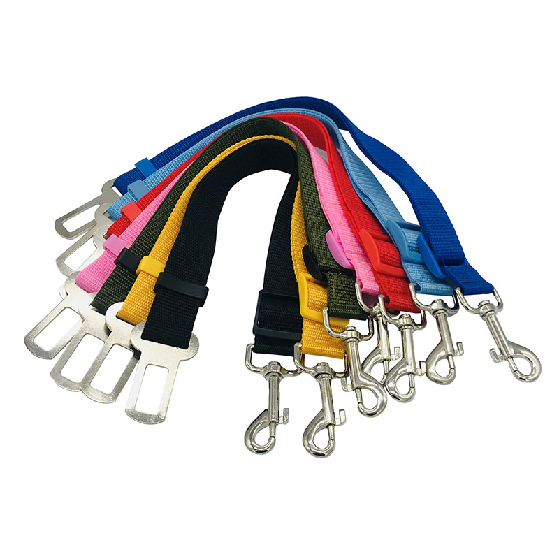 Dog Car Car Seat Belt Safety Protector Pet Accessories Dog Leather Collar Detachable Extendable Traction Rope Shoulder Strap