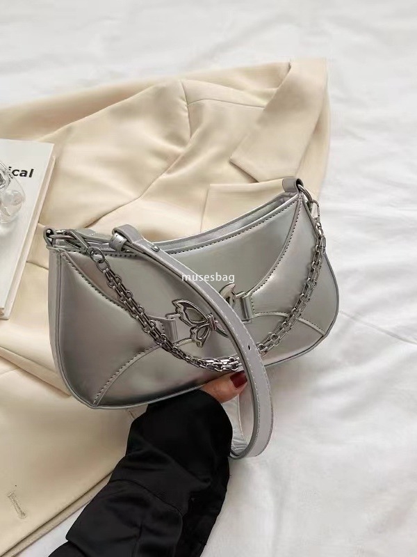 Designer women's bag niche fashion high-quality single shoulder underarm bag women's summer silver mini crossbody bag