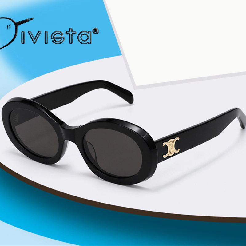 Sunglasses Women Oval Sun Glasses Frames Nylon Lenses Acetate Thick Butterfly Cellulose Black Tortoise Vintage Retro 9045 IVISTA 50cd