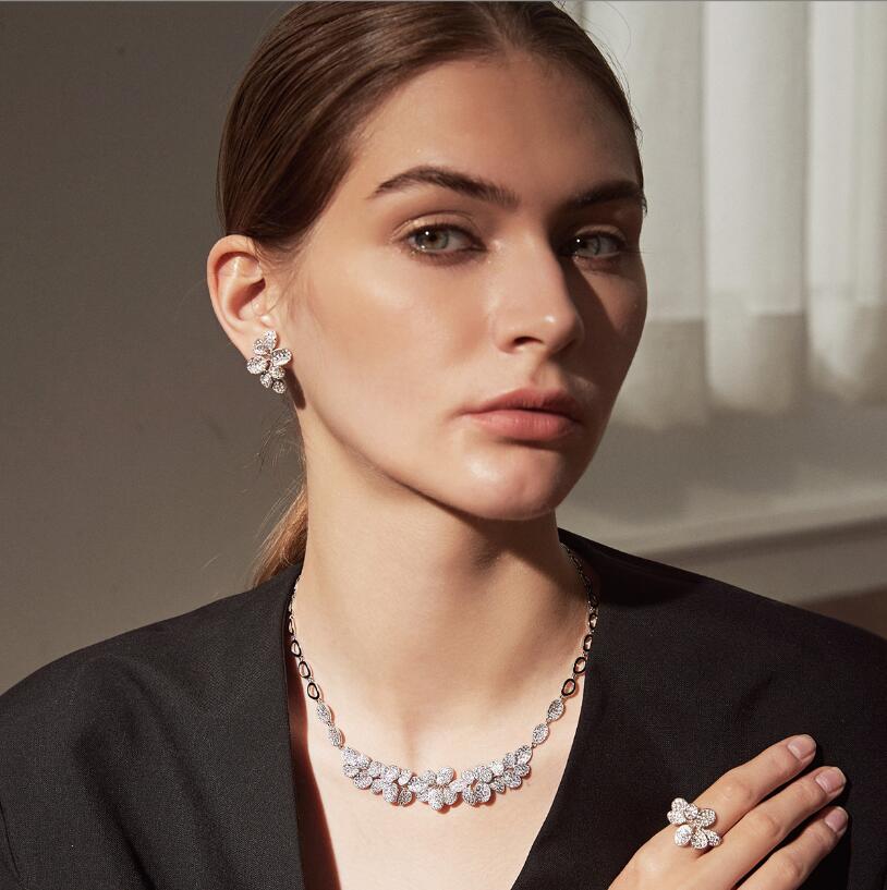 Clavicle Necklace: White Gold Fill wer Pendant with 5A Cubic Zirconia for Women Wedding Gift