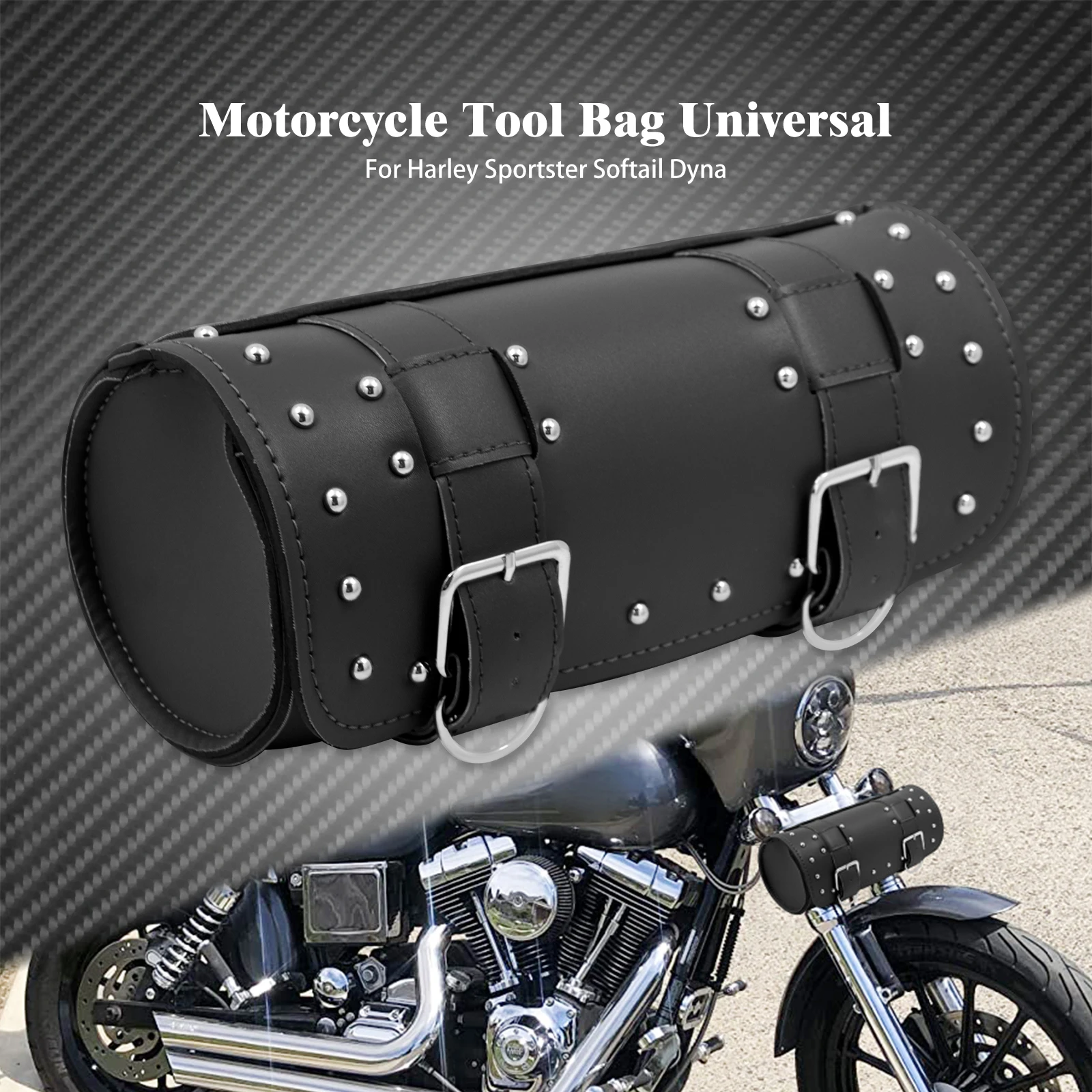 Motorcycle Fork Tool Bags Storage PU Leather Travel Pouch Front Luggage Bag Universal For Harley Sportster Touring Softail Dyna