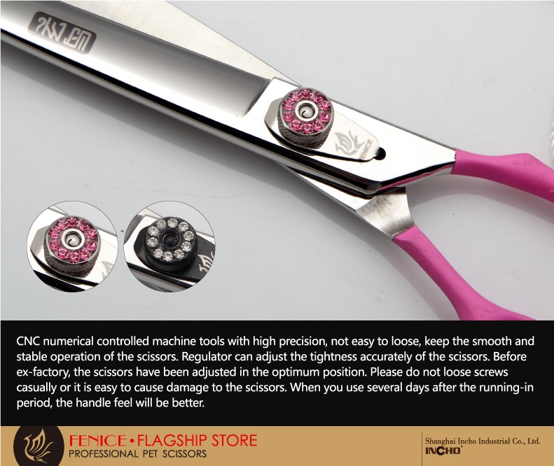 Fenice 7.0 7.5 8.0 inch professional dog grooming pet scissors for dog hair cutting straight shears tijeras tesoura