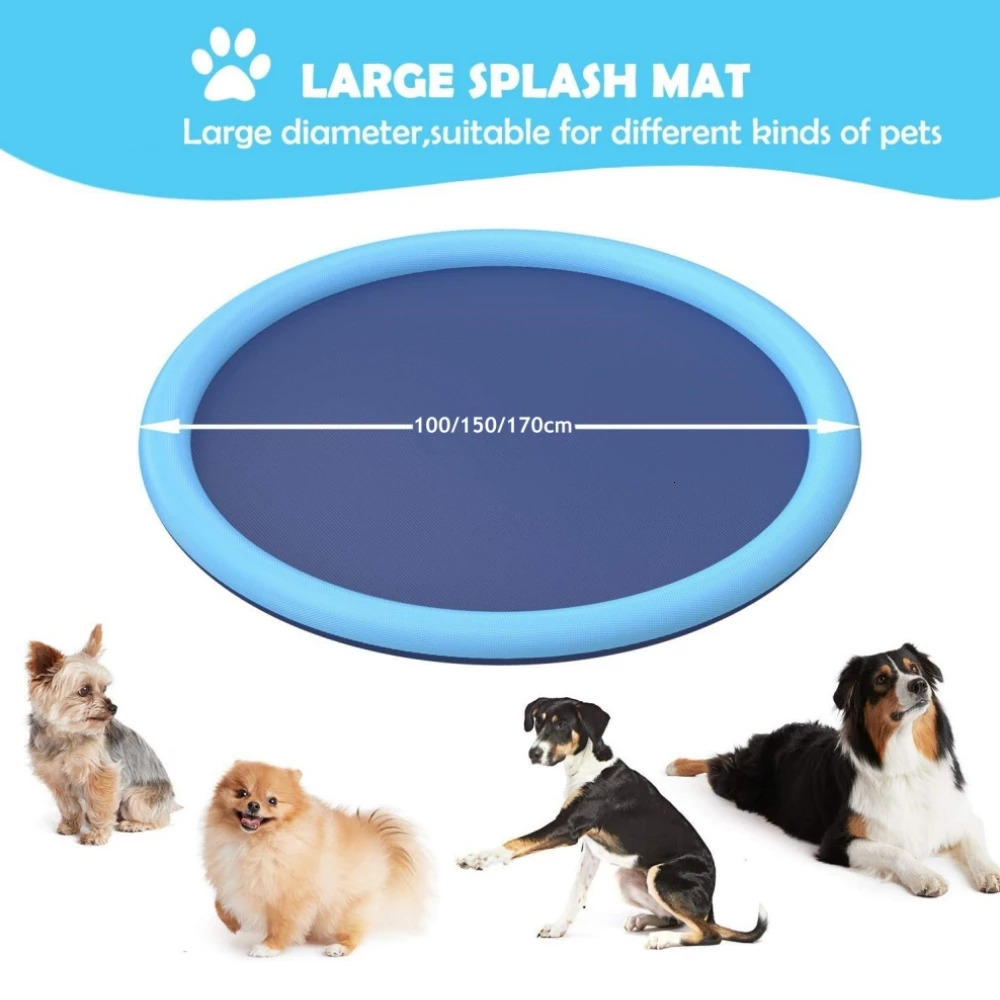 100/150/170cm summer pet swimming pool inflatable water slide mat outdoor interactive fountain toy 240507