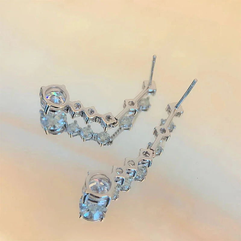 Dangle Earrings For Women 3ct a Pair D Color VVS1 Diamond Long Tassel Ear Drops 925 Sterling Silver Fine Jewelry Gift 240507