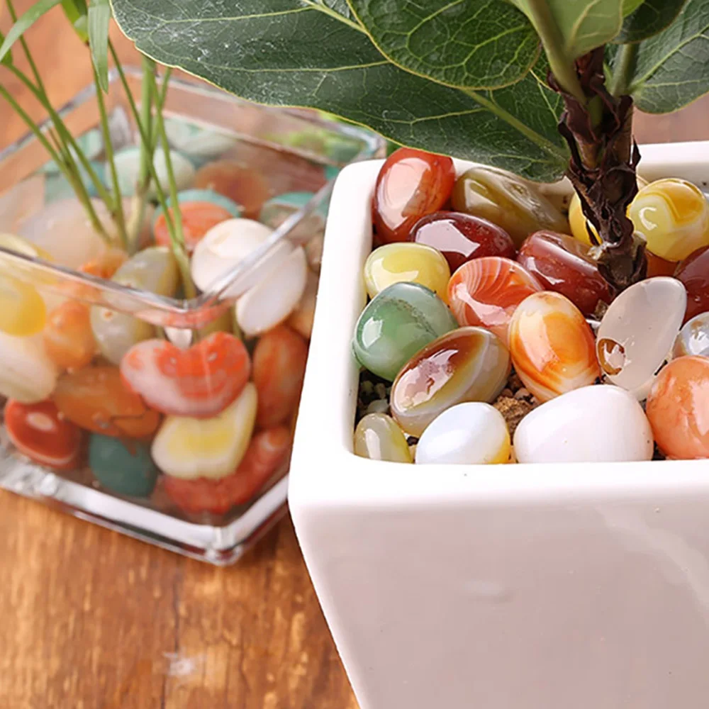 Natural Mixed Agate Stone Tumbled Stones Rainbow Crystal for Church Prayers Succulents Bedding Vase Filler Landscape Home Decor