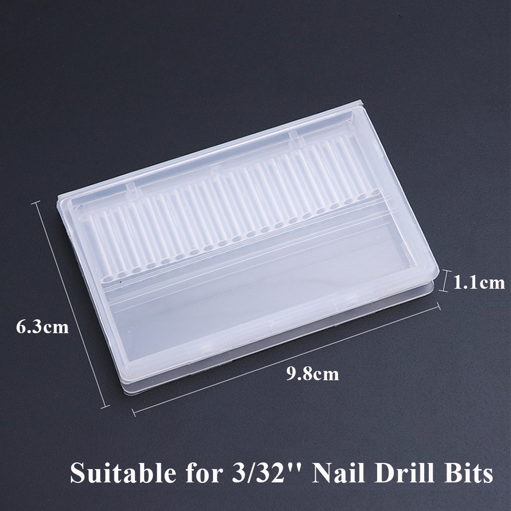 20 Slots Acrylic Storage Box For Nail Drill Bit Milling Cutter Empty Holder Stand Display Container Manicure Accessories LAA35-2