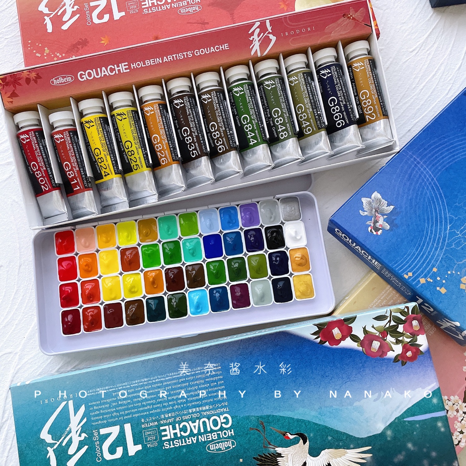 Original HOLBEIN artist gouache new ancient color four seasons watercolor paint sub-pack 48color 1ml 2ml painting art supplies