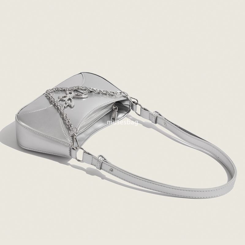 Designer women's bag niche fashion high-quality single shoulder underarm bag women's summer silver mini crossbody bag