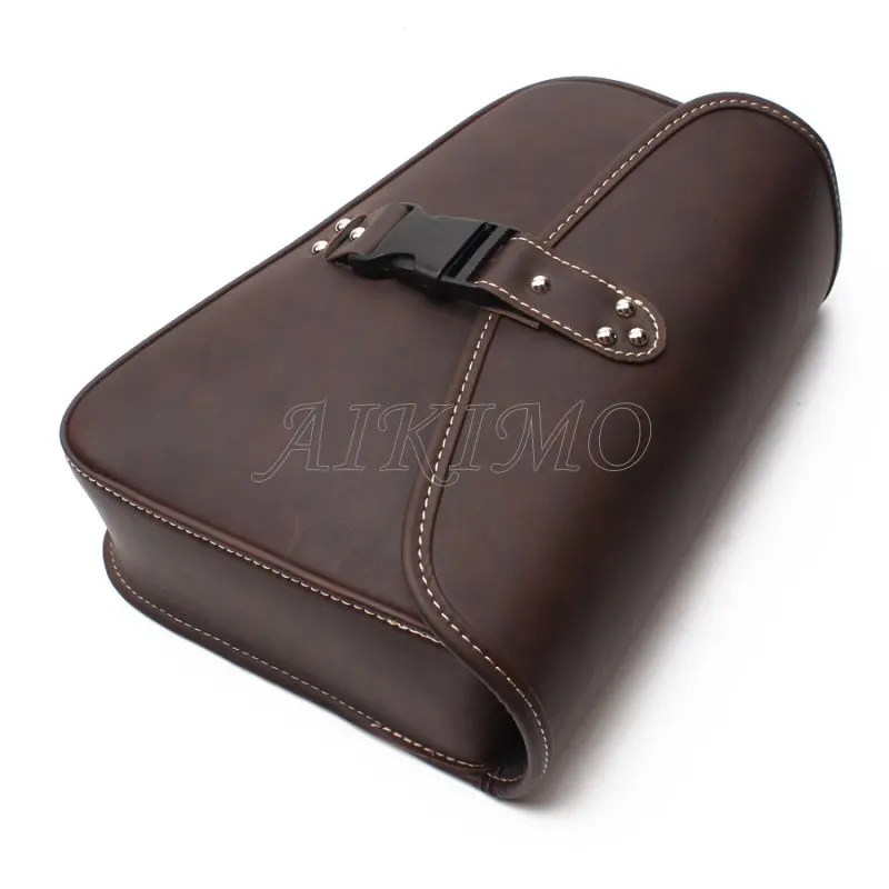 Brown Motorcycle Leather Saddle Bag Luggage Side Tool Bag Universak Fit for Honda Yamaha Suzuki Harley Sportster XL 883 XL1200